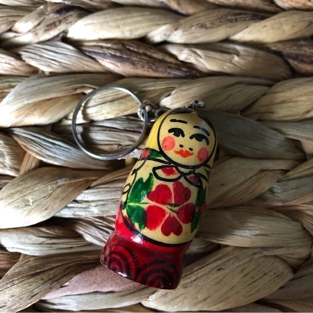 Russian Matryoshka Doll Keychain, hand painted